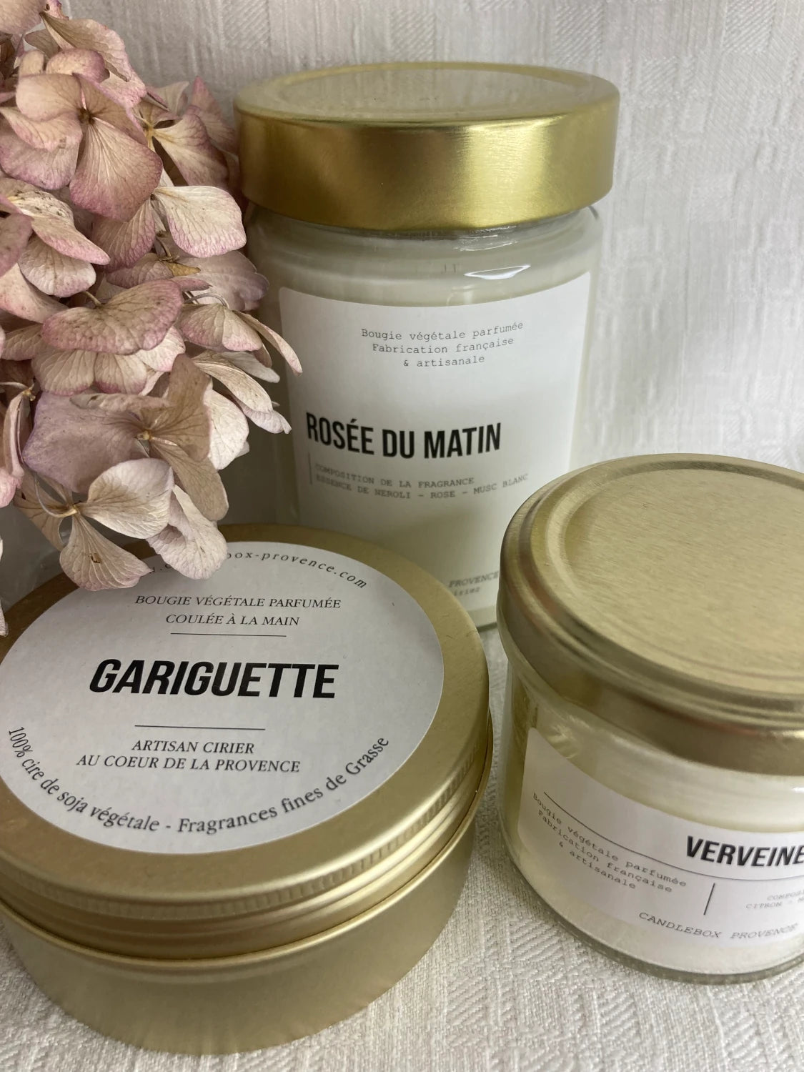 Image générique des 3 formats des bougies parfumées candlebox vues de face