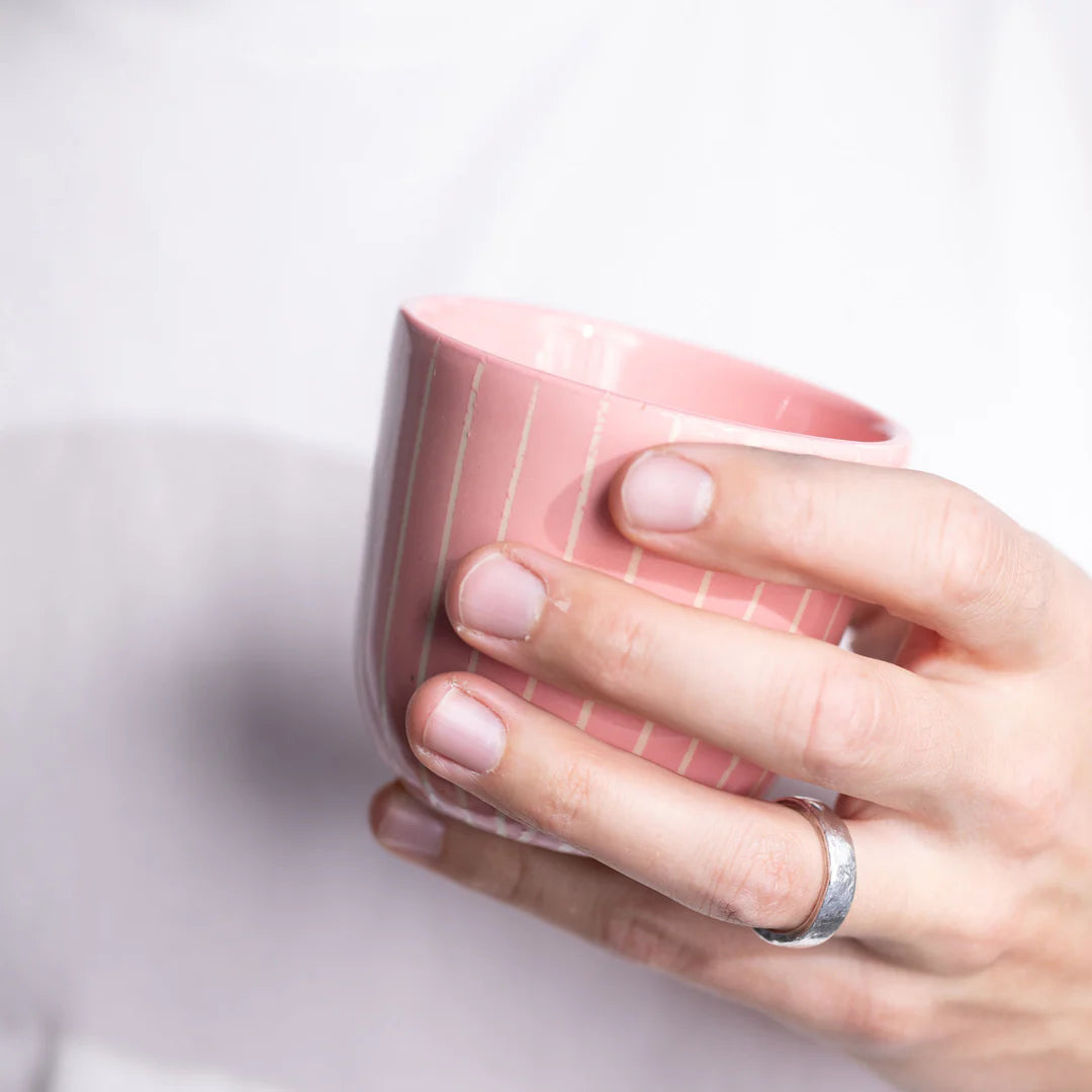ATELIER AGAVE Gobelet Capuccino Striped Rosa