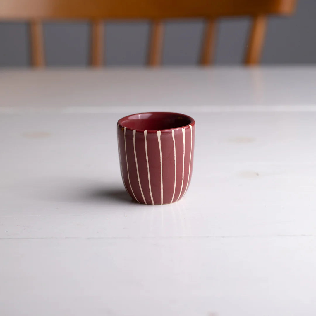 ATELIER AGAVE Espresso Cup Striped Dark Cherry