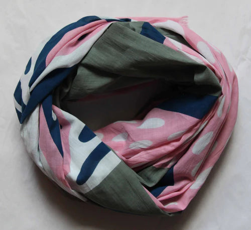 LES BELLES VAGABONDES Foulard Coton Bio Onirique Rose