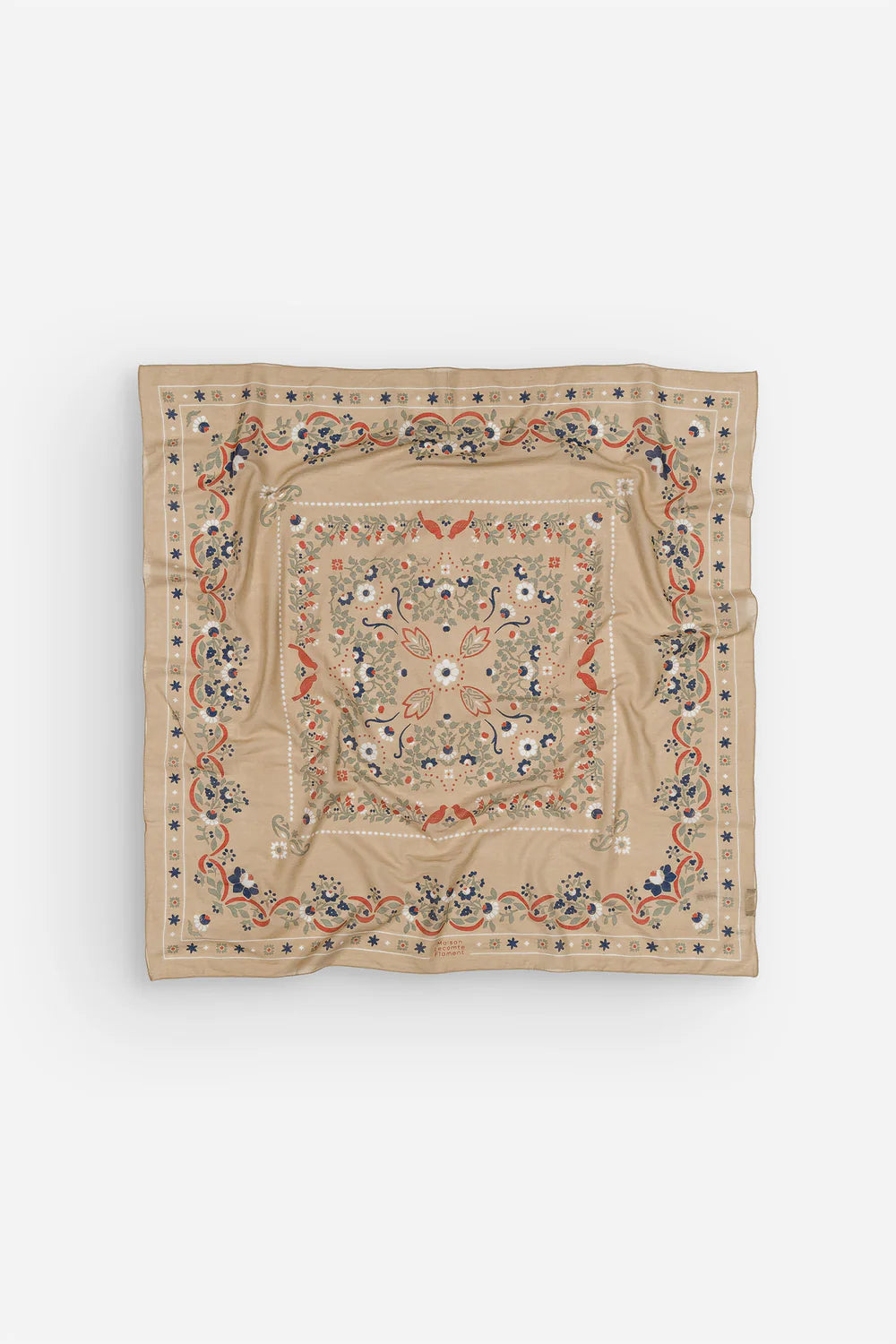 MAISON LECOMTE FLAMENT Foulard Secret Garden Crema