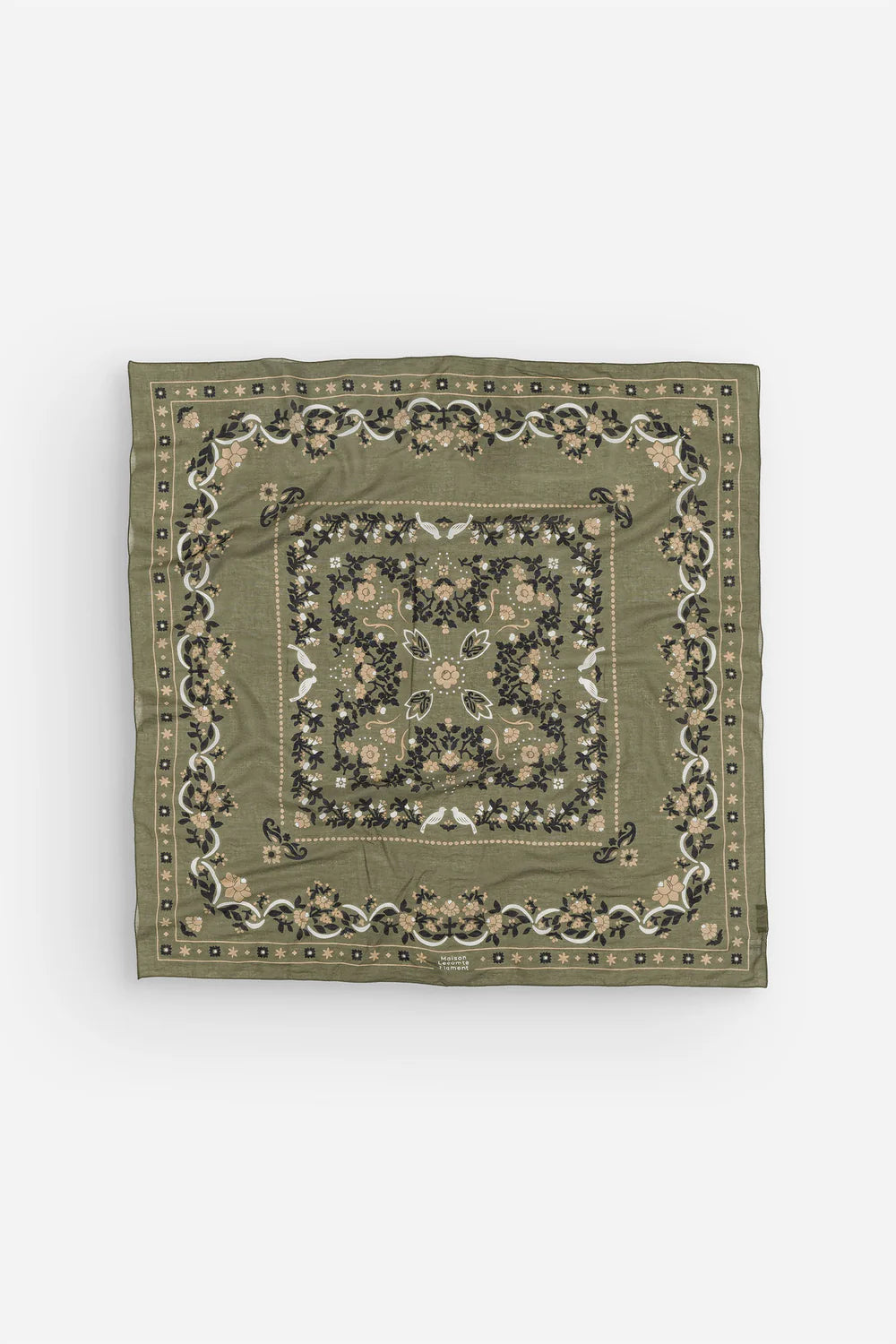 MAISON LECOMTE FLAMENT Foulard Secret Garden Olive