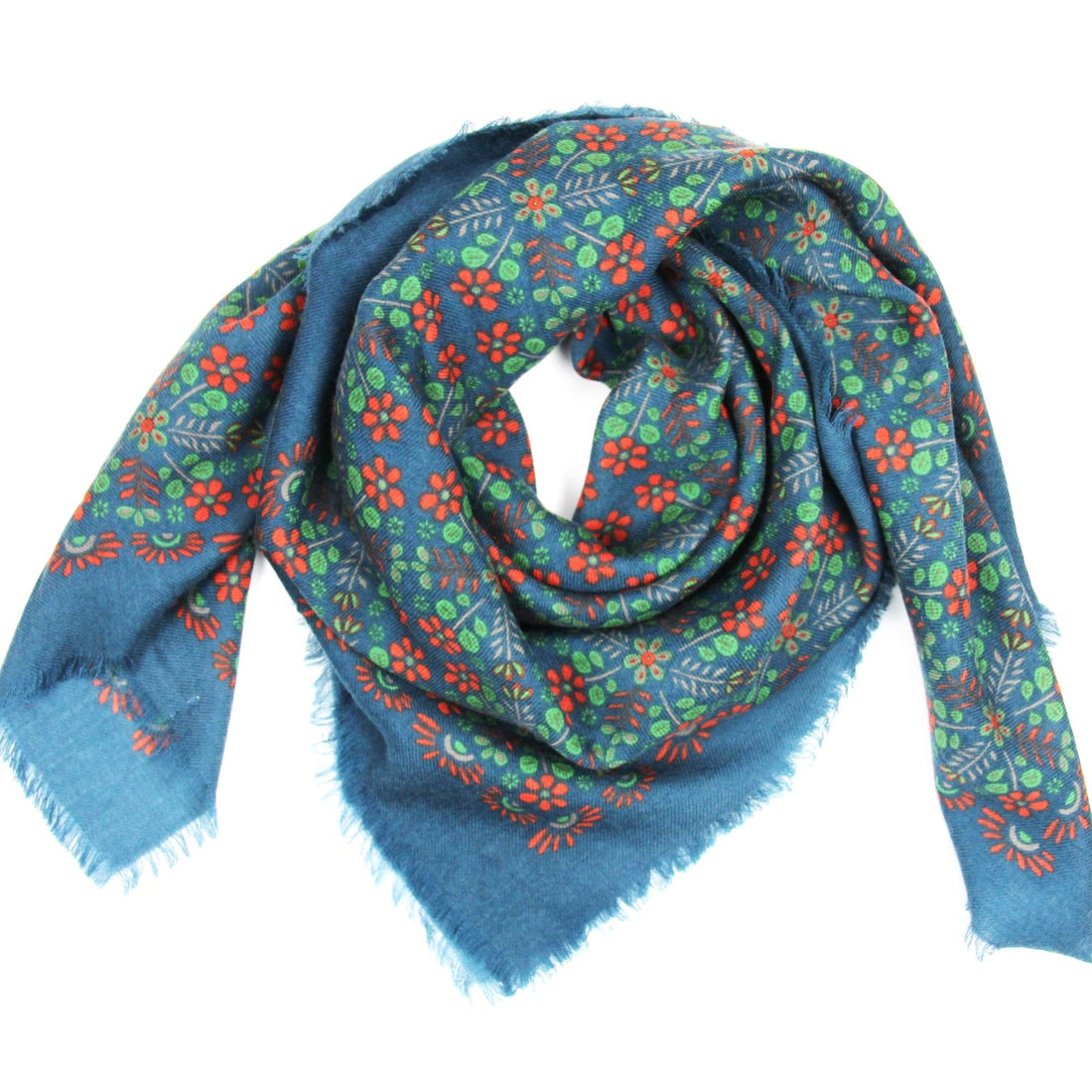 LES BELLES VAGABONDES Carré Laine Agata Bleu