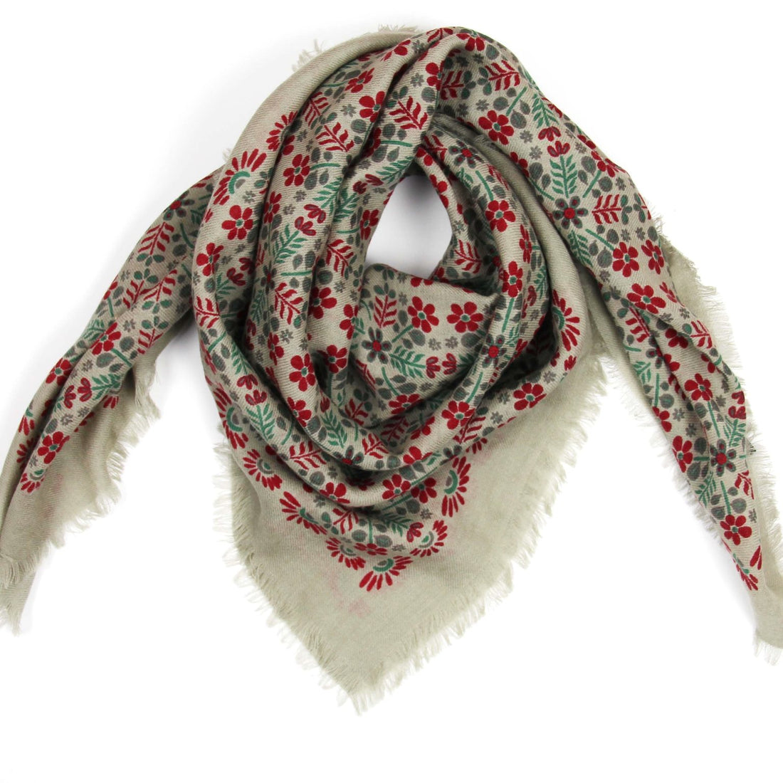 LES BELLES VAGABONDES Carré Laine Agata Rouge