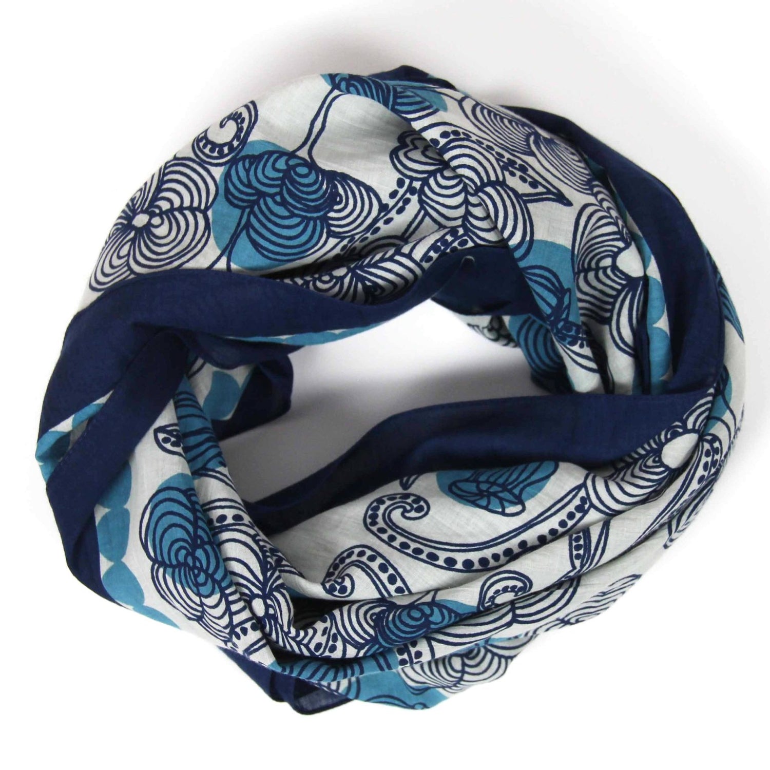 LES BELLES VAGABONDES Carré Coton Bio Burma Bleu