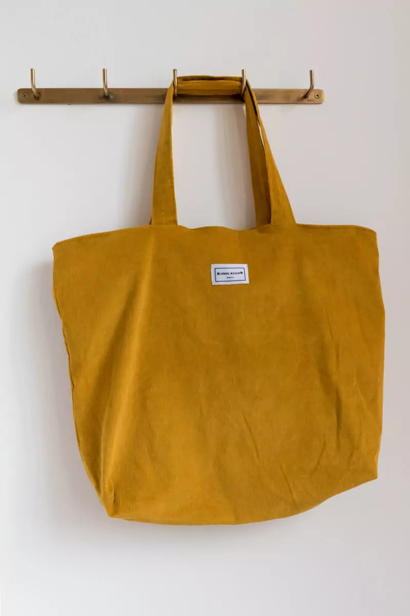 MAISON MALLOW Cabas Velours côtelé Jaune Moutarde