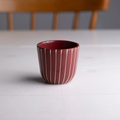 ATELIER AGAVE Gobelet Capuccino Striped Dark Cherry
