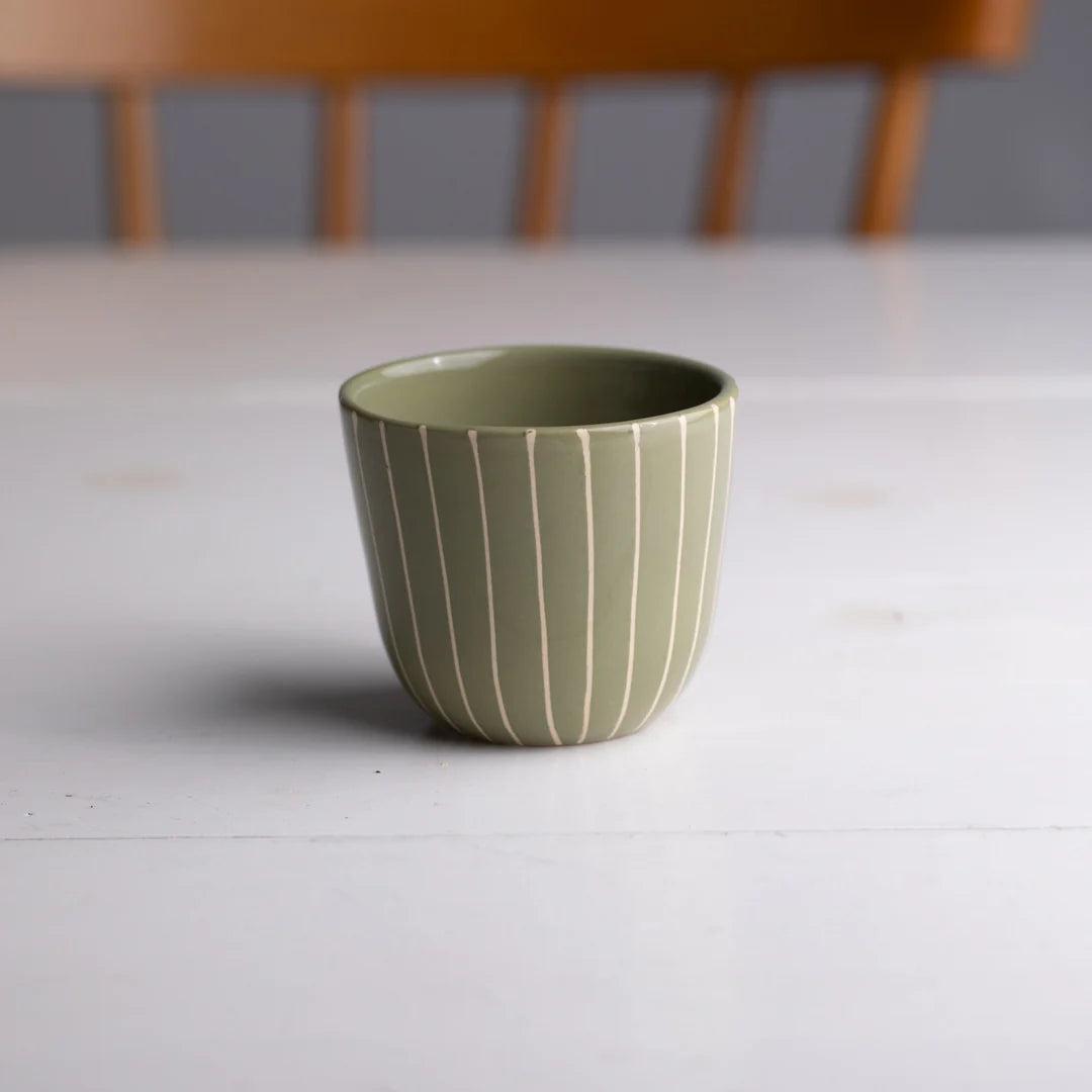 ATELIER AGAVE Gobelet Capuccino Striped Olive