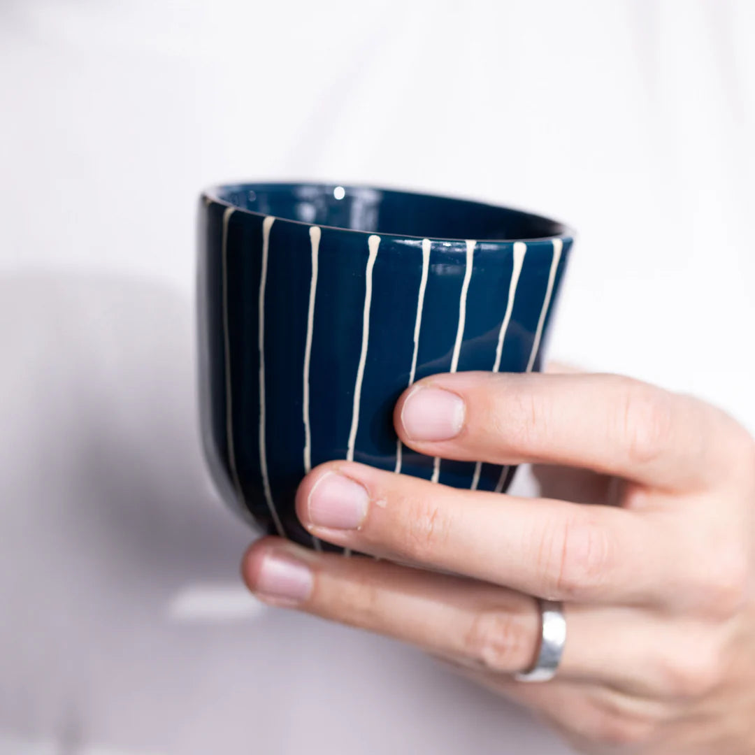 ATELIER AGAVE Gobelet Capuccino Striped Navy
