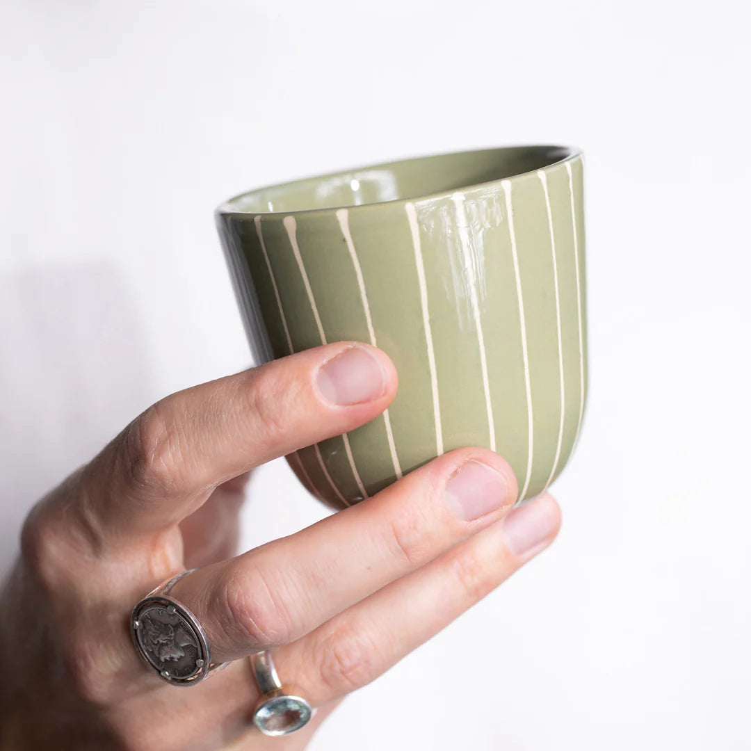 ATELIER AGAVE Gobelet Capuccino Striped Olive
