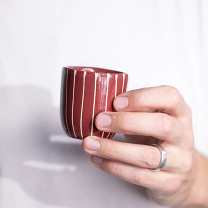 ATELIER AGAVE Espresso Cup Striped Dark Cherry