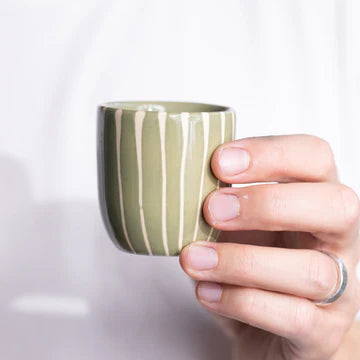 ATELIER AGAVE Espresso Cup Striped Olive