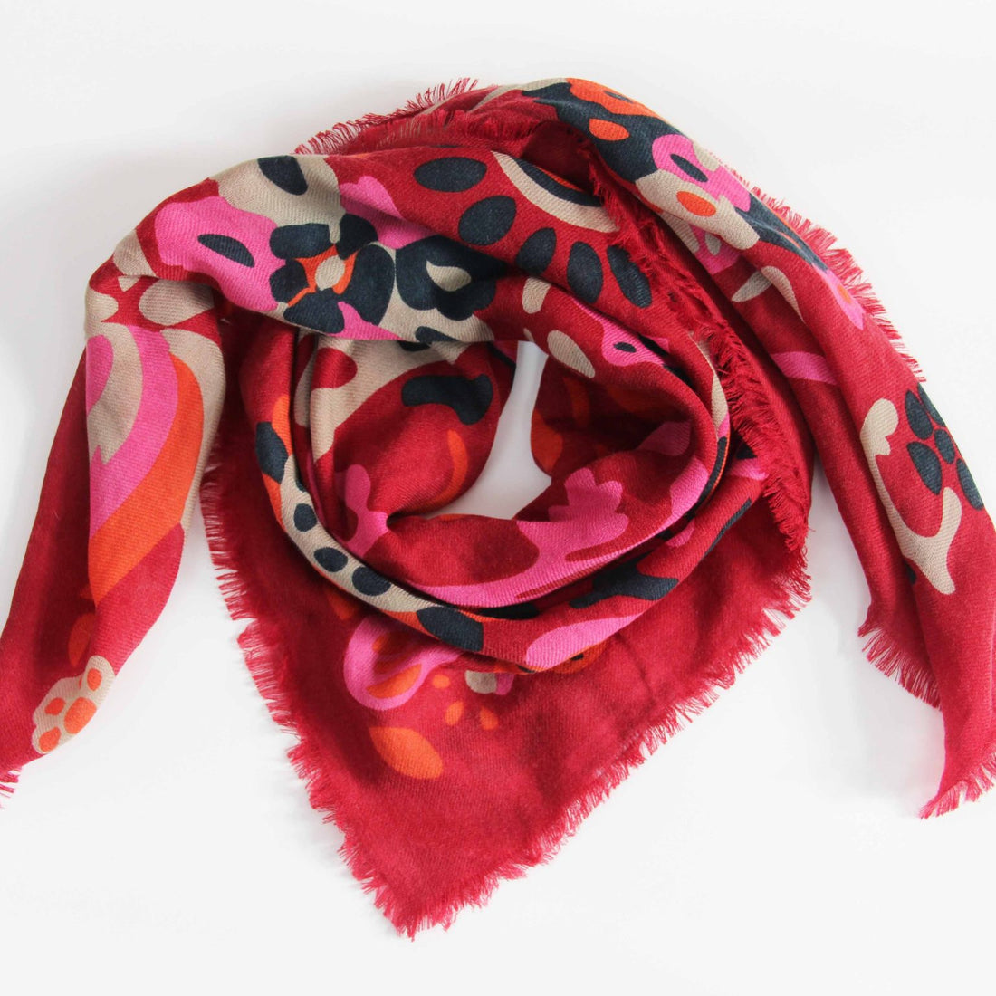 LES BELLES VAGABONDES Carré Laine Girandole Rouge