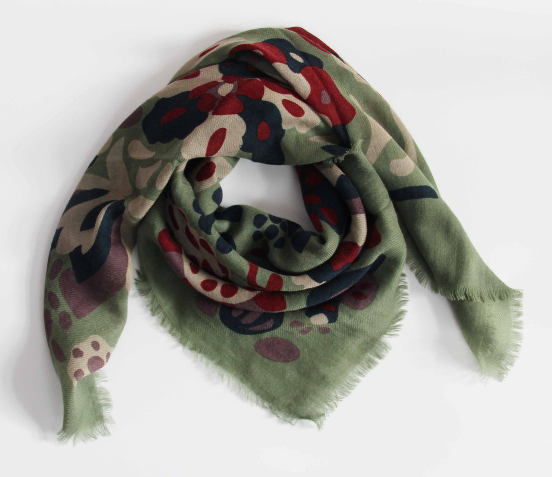 LES BELLES VAGABONDES Carré Laine Girandole Vert