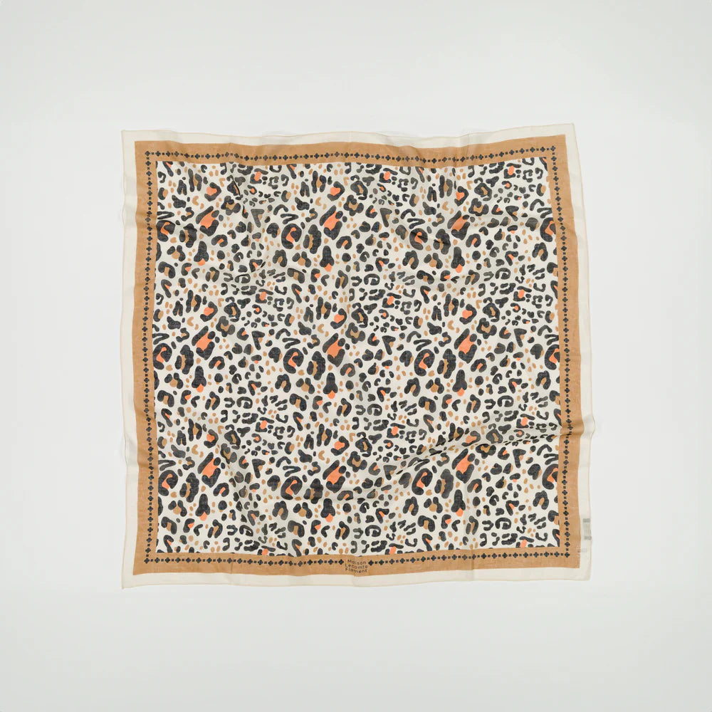 MAISON LECOMTE FLAMENT Foulard Bandana Leo Beige Camel