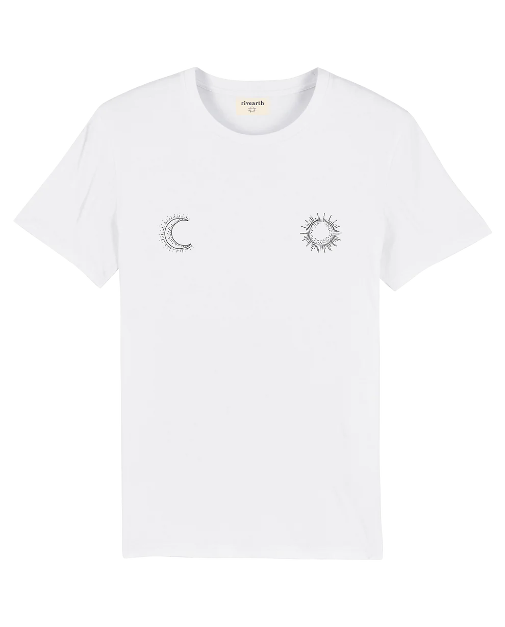 RIVEARTH T-Shirt Lune &amp; Soleil blanc