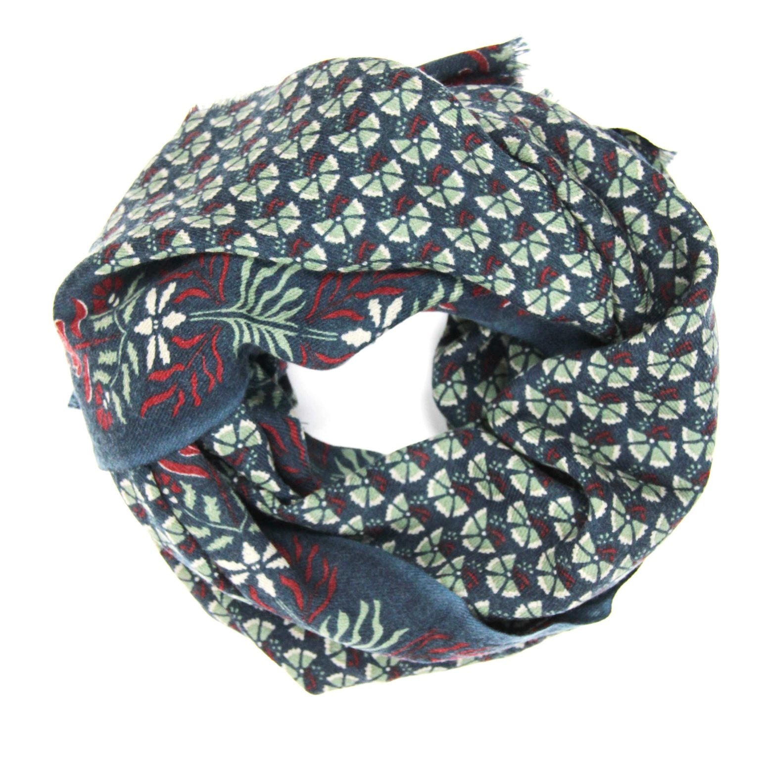 LES BELLES VAGABONDES Echarpe Laine Marigold Marine