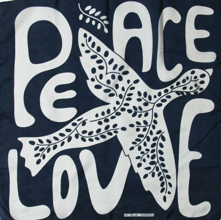 LES BELLES VAGABONDES Mini Soie Peace and Love Marine