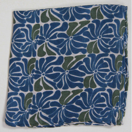 LES BELLES VAGABONDES Mini Soie Plumeria Marine