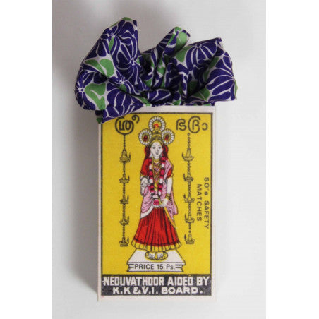 LES BELLES VAGABONDES Mini Soie Plumeria Marine