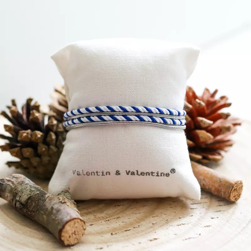 VALENTIN &amp; VALENTINE Bracelet Argenté Mixte Blanc et Bleu