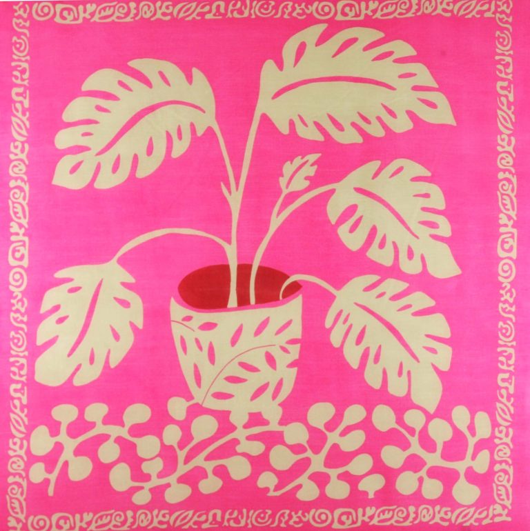 LES BELLES VAGABONDES Carré Laine Monstera Fuchsia