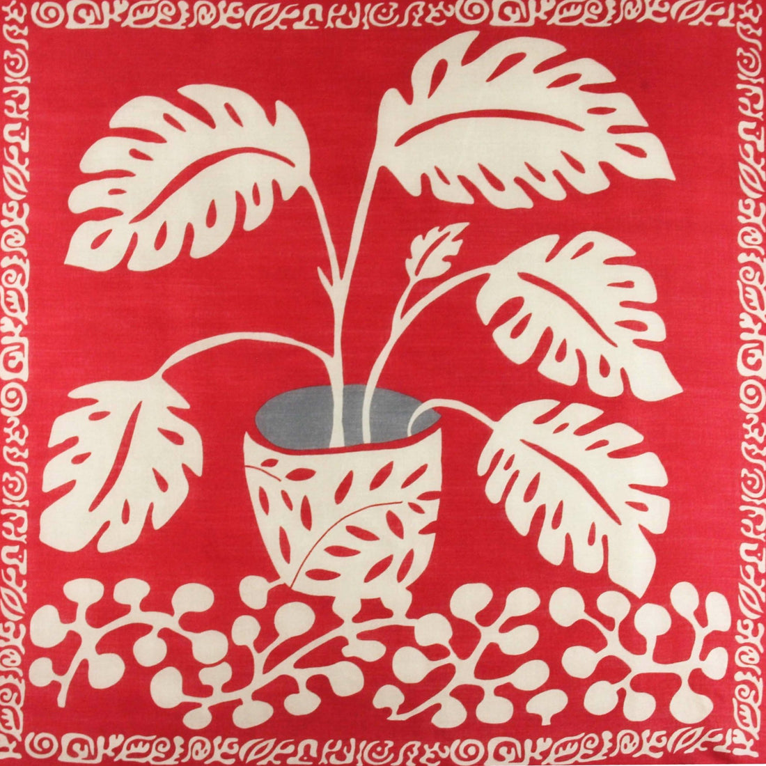 LES BELLES VAGABONDES Carré Laine Monstera Rouge