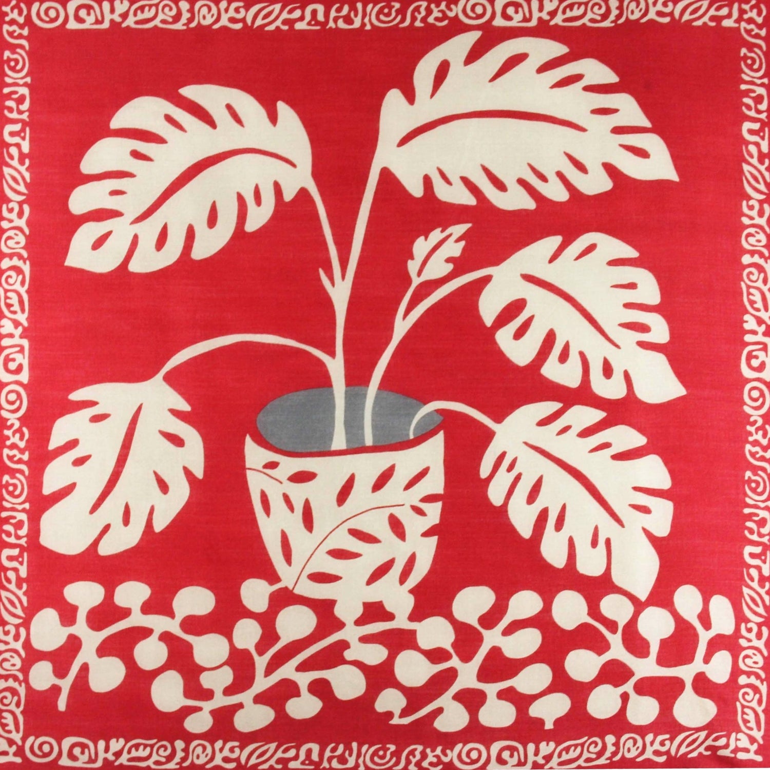 LES BELLES VAGABONDES Carré Laine Monstera Rouge