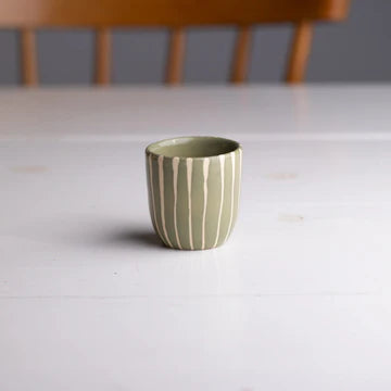 ATELIER AGAVE Espresso Cup Striped Olive