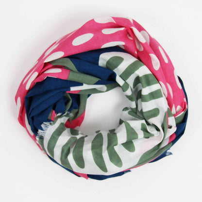 LES BELLES VAGABONDES Foulard Coton Bio Onirique Marine