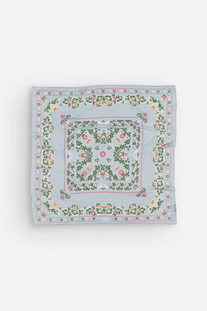 MAISON LECOMTE FLAMENT Foulard Secret Garden Ciel