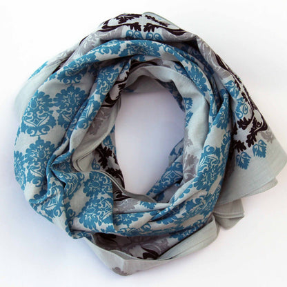 LES BELLES VAGABONDES Carré Coton Bio Trianon Bleu