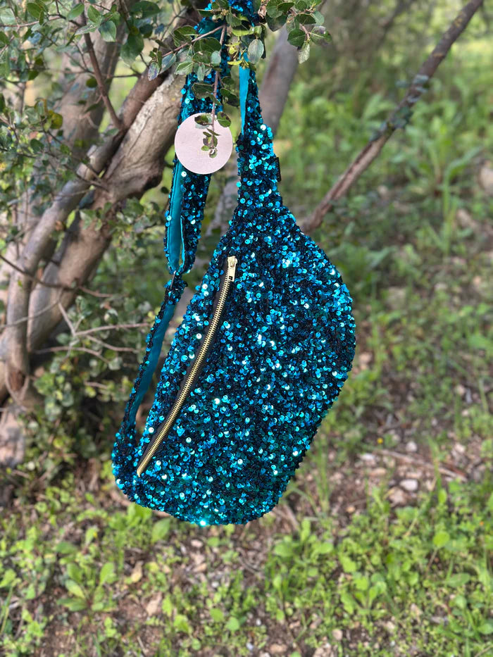 LILOU AIX Banane à sequins turquoise
