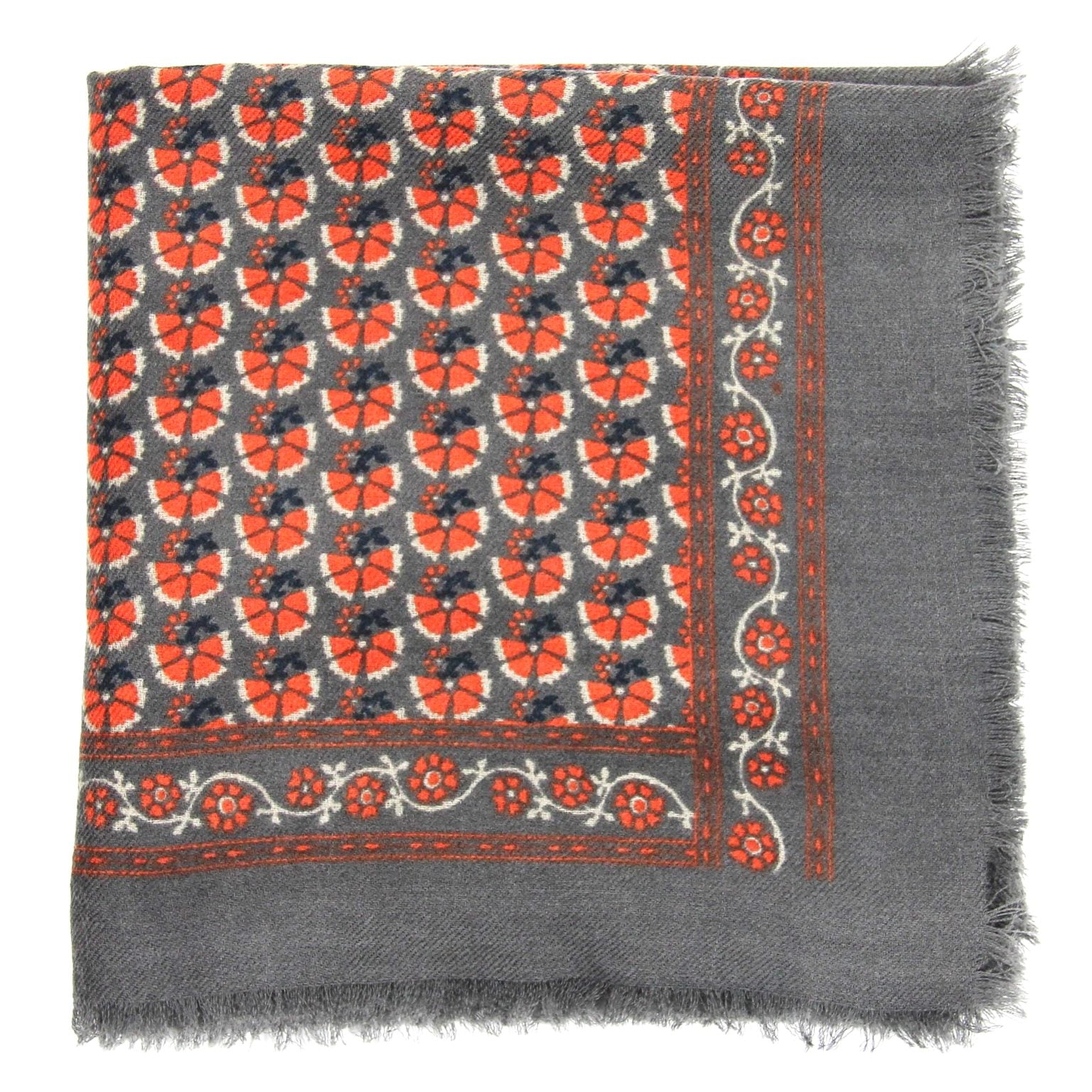 LES BELLES VAGABONDES Carré Laine Valentine Orange