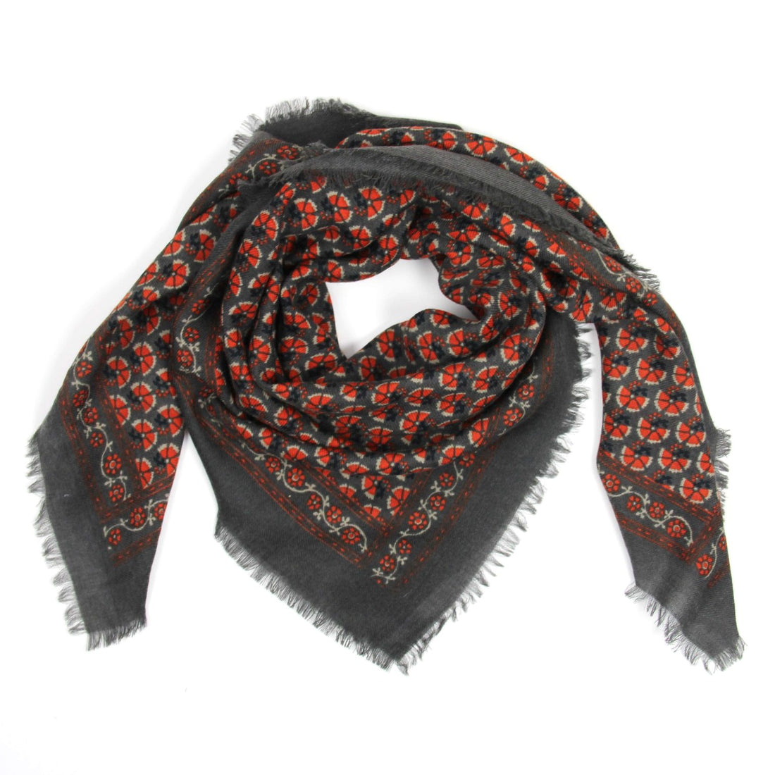 LES BELLES VAGABONDES Carré Laine Valentine Orange