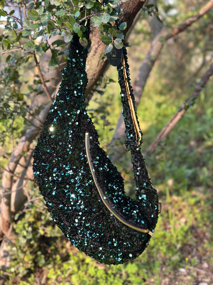 LILOU AIX Banane à sequins vert